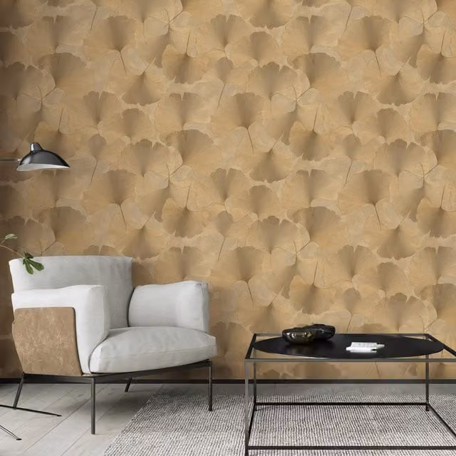 Erismann Ginko Dream Gold Floral Botanical Vinyl Wallpaper Roll