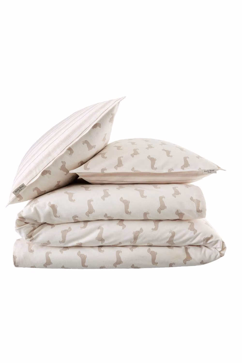 Emily Bond Brushed Peggy Dachshund Reversible Cotton Duvet Cover Set in Beige – 3