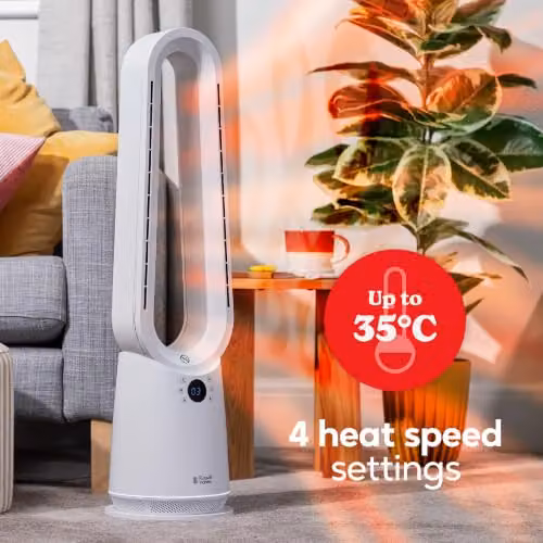 Russell Hobbs RHBHC2030W Bladeless Electric Fan Heater and Cooling Fan, 2000W, White – 4