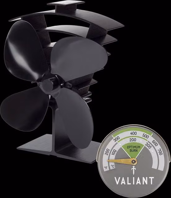 Valiant Premium IV Stove Fan with Magnetic Stove Thermometer, Black, W: 19.9 cm, D: 18.0 cm, H: 10.0 cm – 7