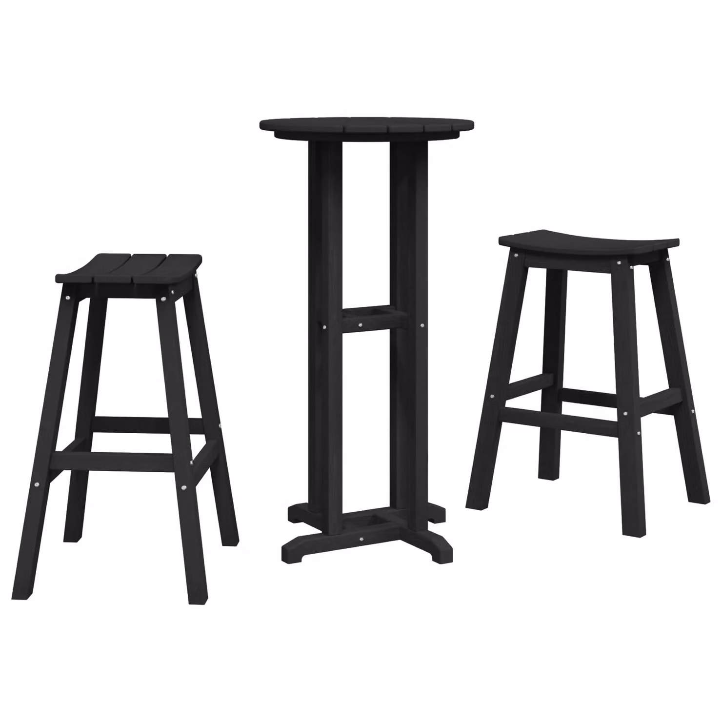 Berkfield Home 3 Piece Black HDPE Garden Bar Set – 2