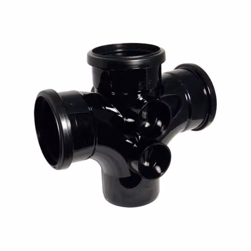 FloPlast 92.5 Degree Double Branch Soil Pipe in Black