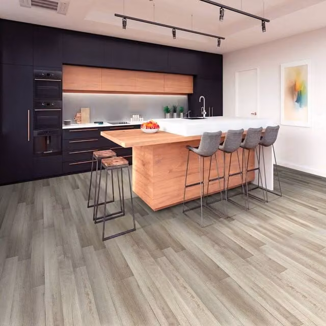 Luvanto Wood Effect Glue Down Luxury Vinyl Tile Plank in Grey, 2.5mm
