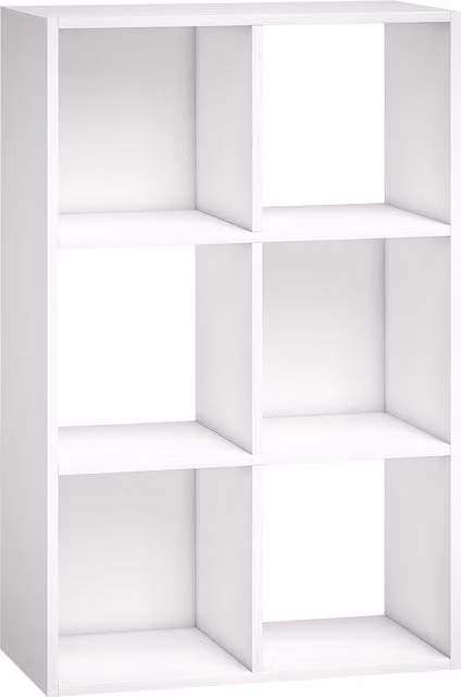 HOMCOM Industrial Style White Wood Effect Storage Shelf with 6 Compartments