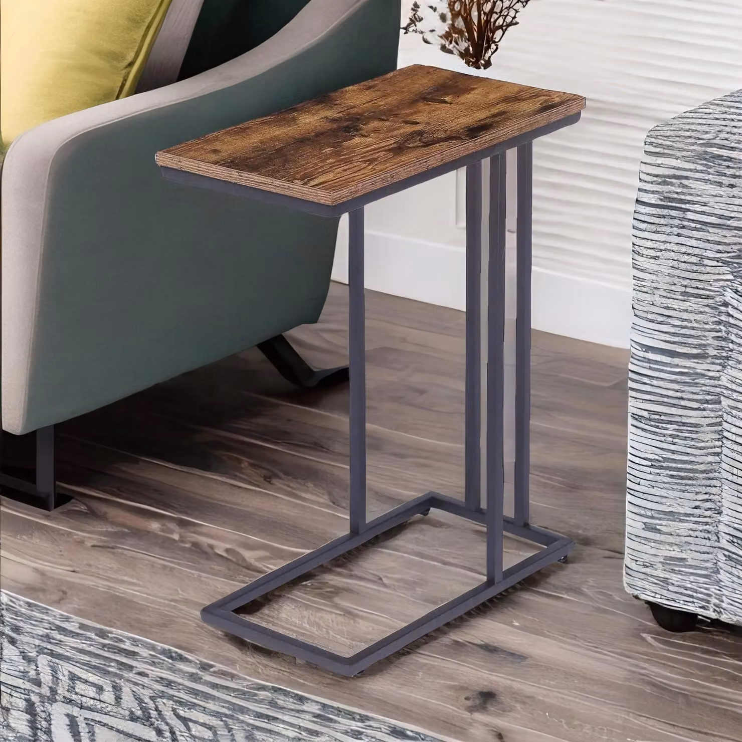 Rafaelo Mobilia C-Shaped Side Table in Brown and Black – 2