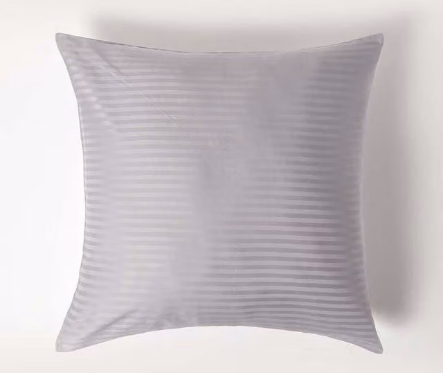 Homescapes Grey Egyptian Cotton Mako Satin Striped Euro Pillowcase with Zip, W/D/H: 80 x 80 cm, 330 TC
