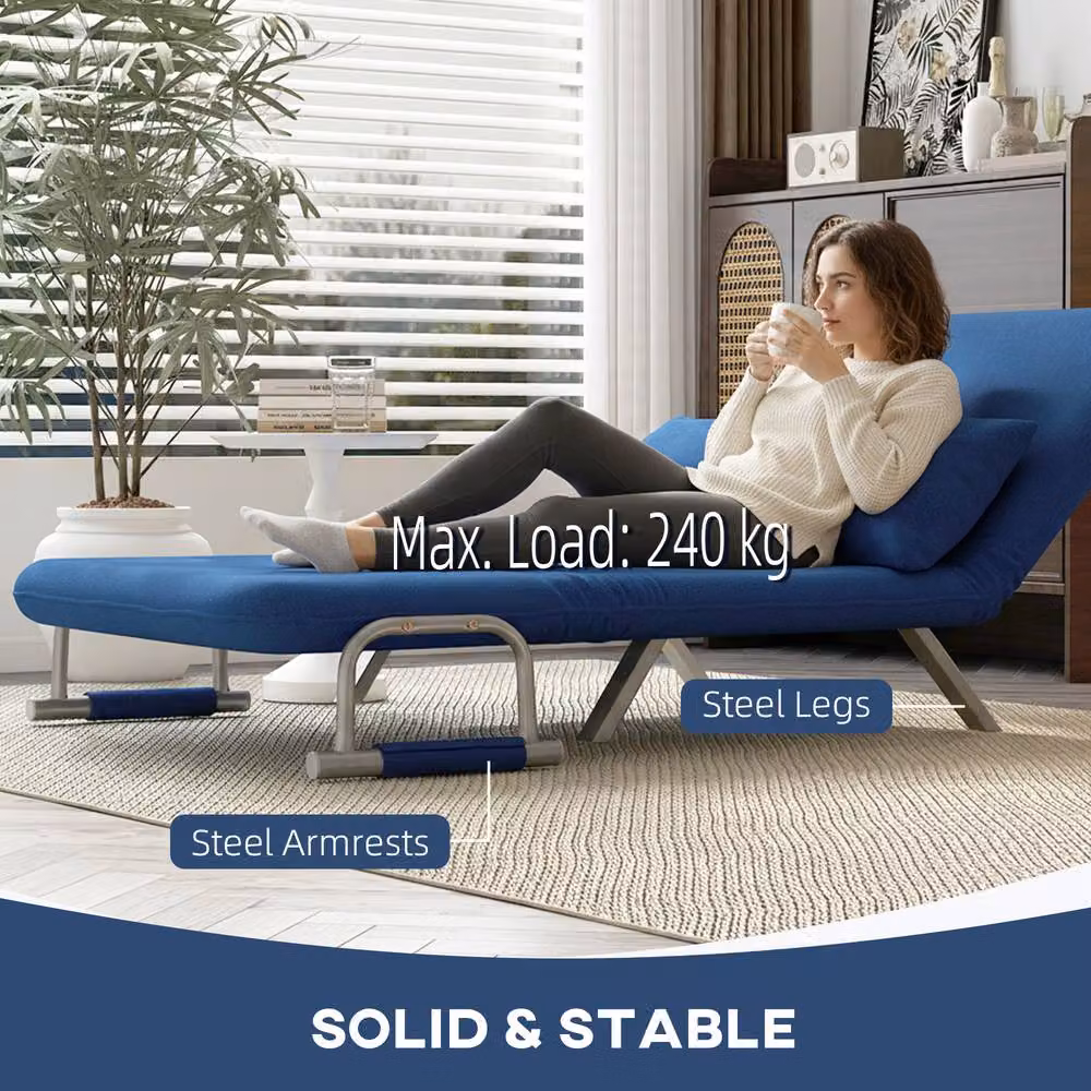 STILVORA Blue Microfibre Two-Seater Click-Clack Sofa Bed with Adjustable Headrest and Scatter Cushions – 7