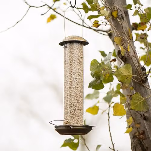 Happy Beaks Supreme Bird Feeder Collection in Antique Brass Zinc Alloy Metal, Set of 3 Hanging Garden Feeders for Seed, Peanut and Mealworm – 2