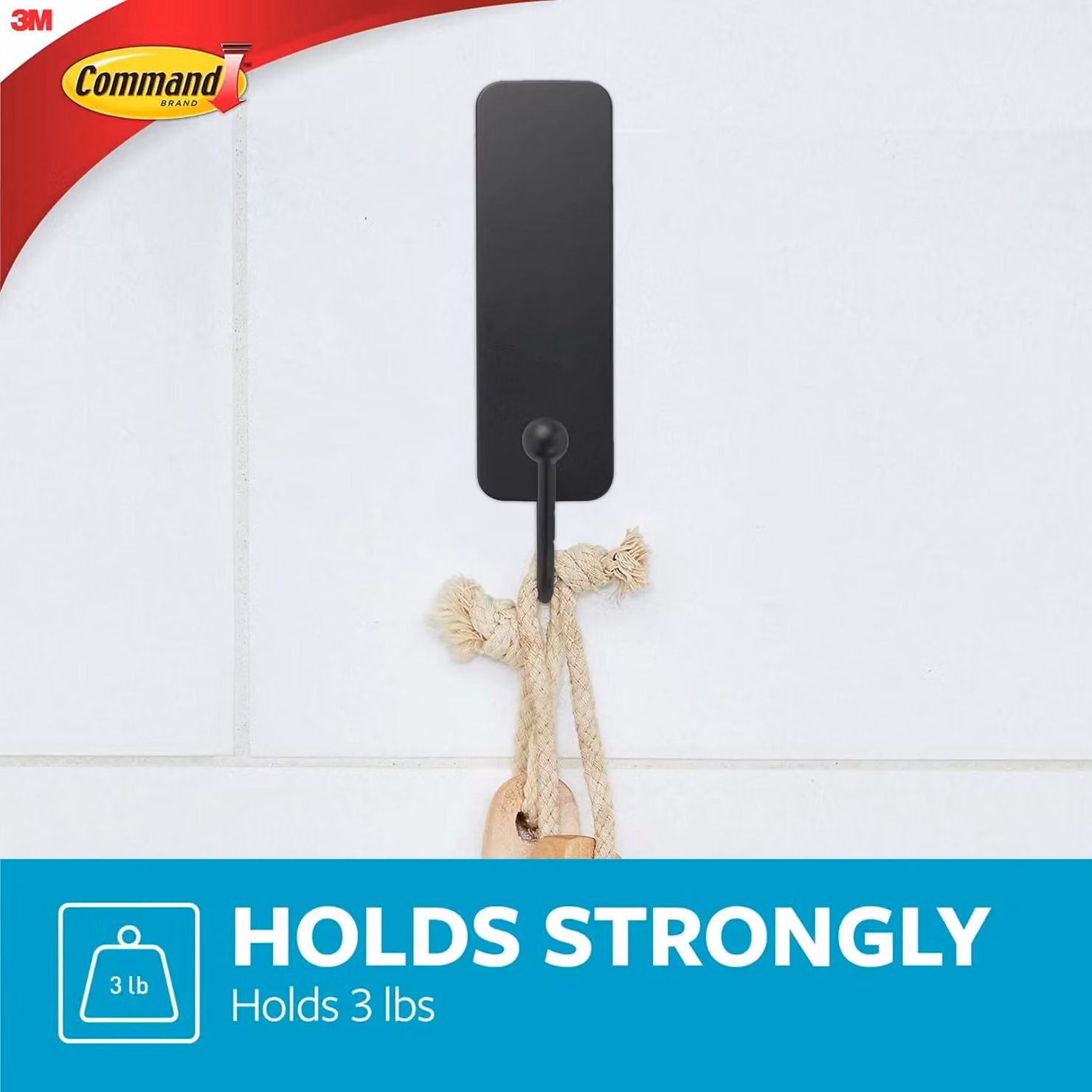 3M Command Large Double Bathroom Hook in Matte Black – 3