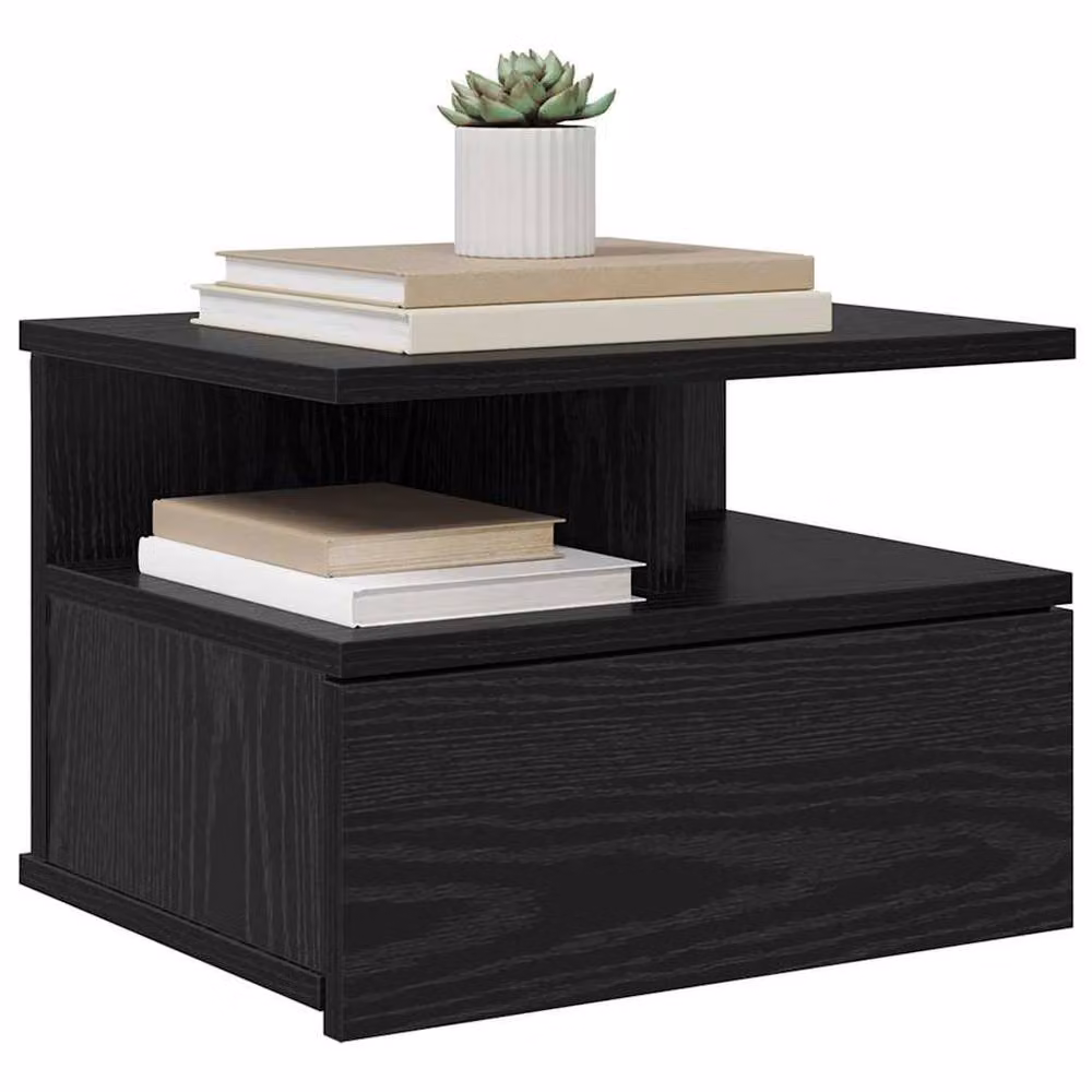 Berkfield Home Black Oak Floating Nightstand, W/D/H: 40 x 31 x 27 cm – 3