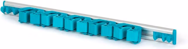 LIVIVO Wall Mounted Mop and Broom Holder with Friction Grip and Adjustable Hooks in Grey or Turquoise – 1