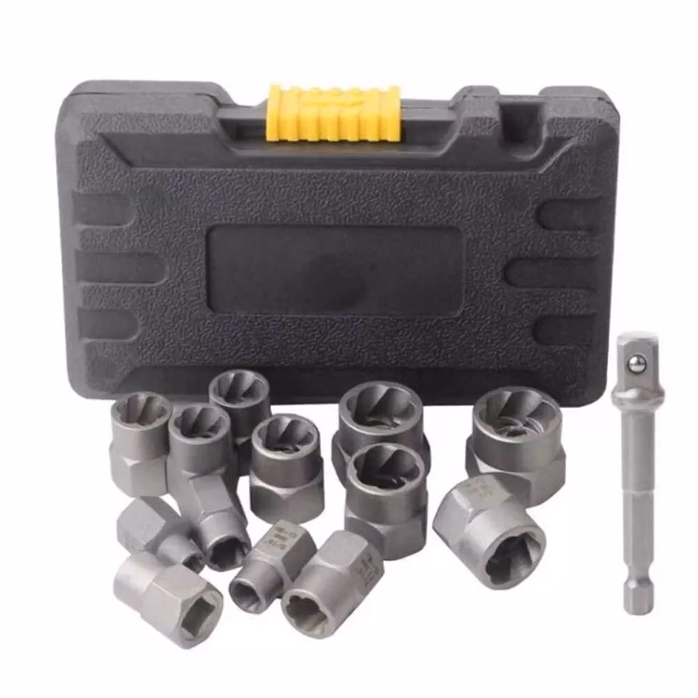 VOGREX 14-Piece 3/8 Inch Damaged Nut Remover and Impact Bolt Extractor Set in Black Chrome Molybdenum Steel – 2