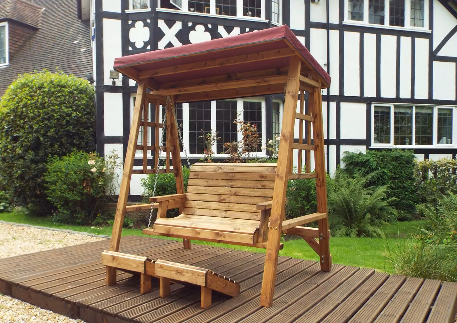 Charles Taylor Trading Dorset Two Seater Garden Swing with Sun Canopy in Brown – 3