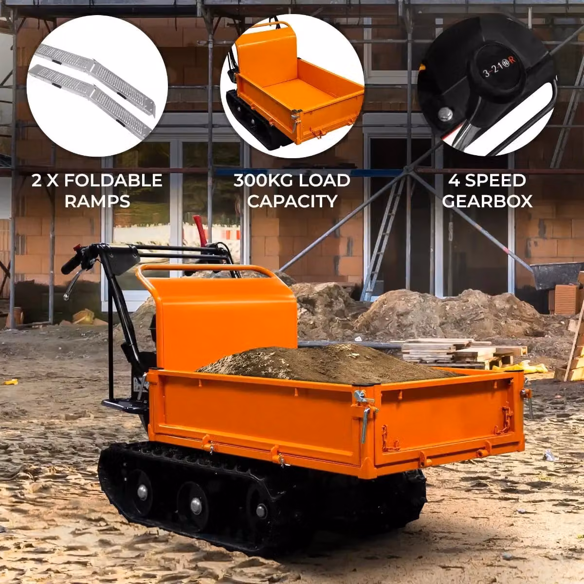 Monstershop Tracked Mini Dumper Petrol Transporter in Orange – 2