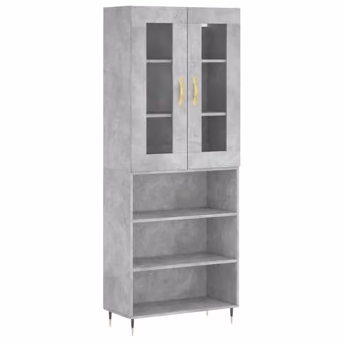 vidaXL Highboard in Concrete Grey, W/D/H: 69.5 x 34 x 180 cm