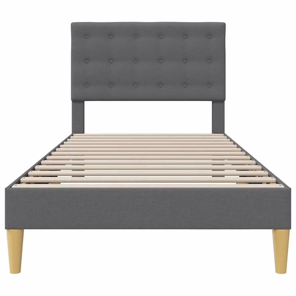 Berkfield Home Modern Upholstered Bed Frame with Headboard in Grey Fabric, W/D/H: 90 x 190 cm – 3