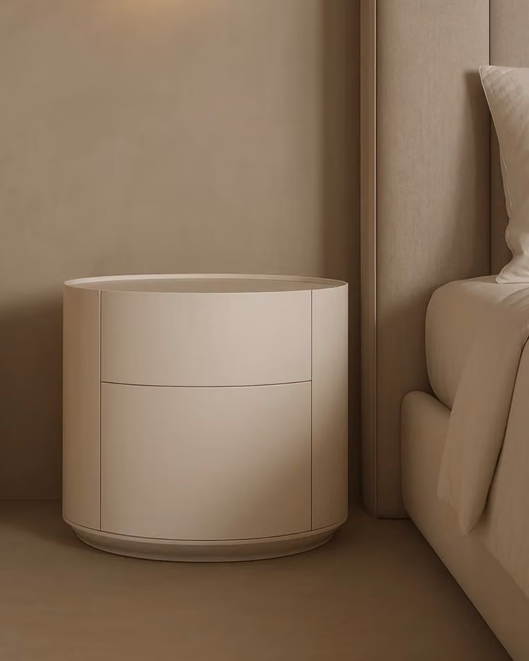 Tommy Franks Ming Bedside Table in Matte Beige