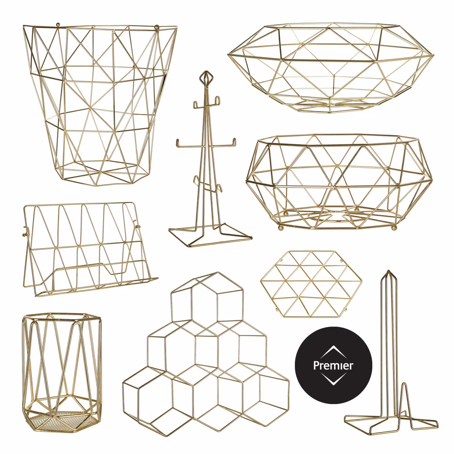 Orsina Gold and Beige Mesh Metal Tall Storage Basket – 3