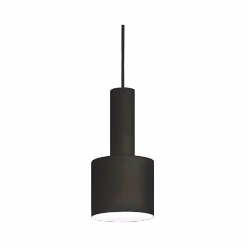 Ideal Lux Holly Black Modern Metal Cylinder Indoor Ceiling Pendant Lamp with E27 Socket and Adjustable Height
