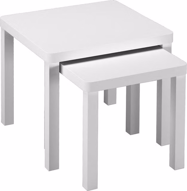 URBNLIVING Set of 2 Square White Wooden Nesting Coffee Tables