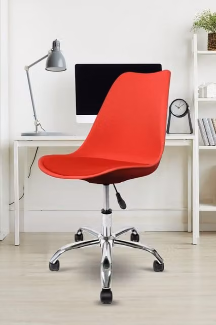 Fusion Living Soho Red Plastic Dining Chair with Swivel Base