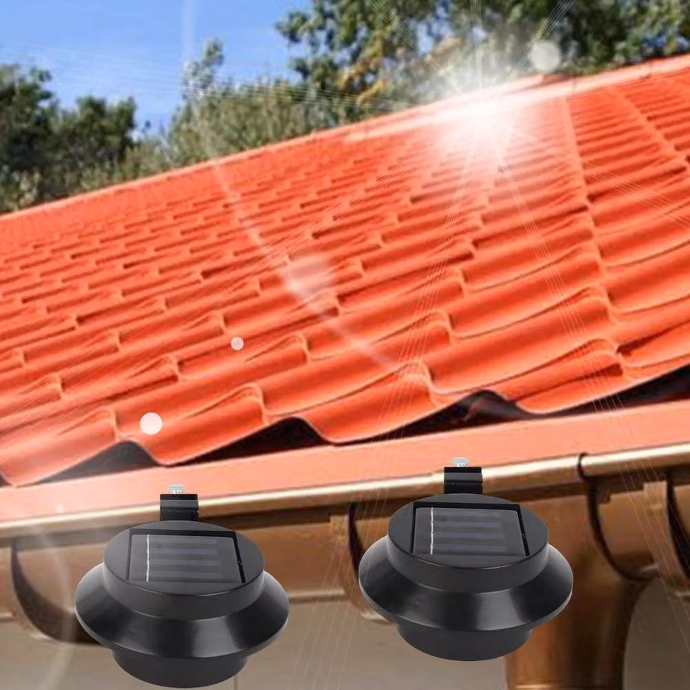 EONLION 4-Piece Solar Powered LED Gutter Lights in Black, 100 cm – 4
