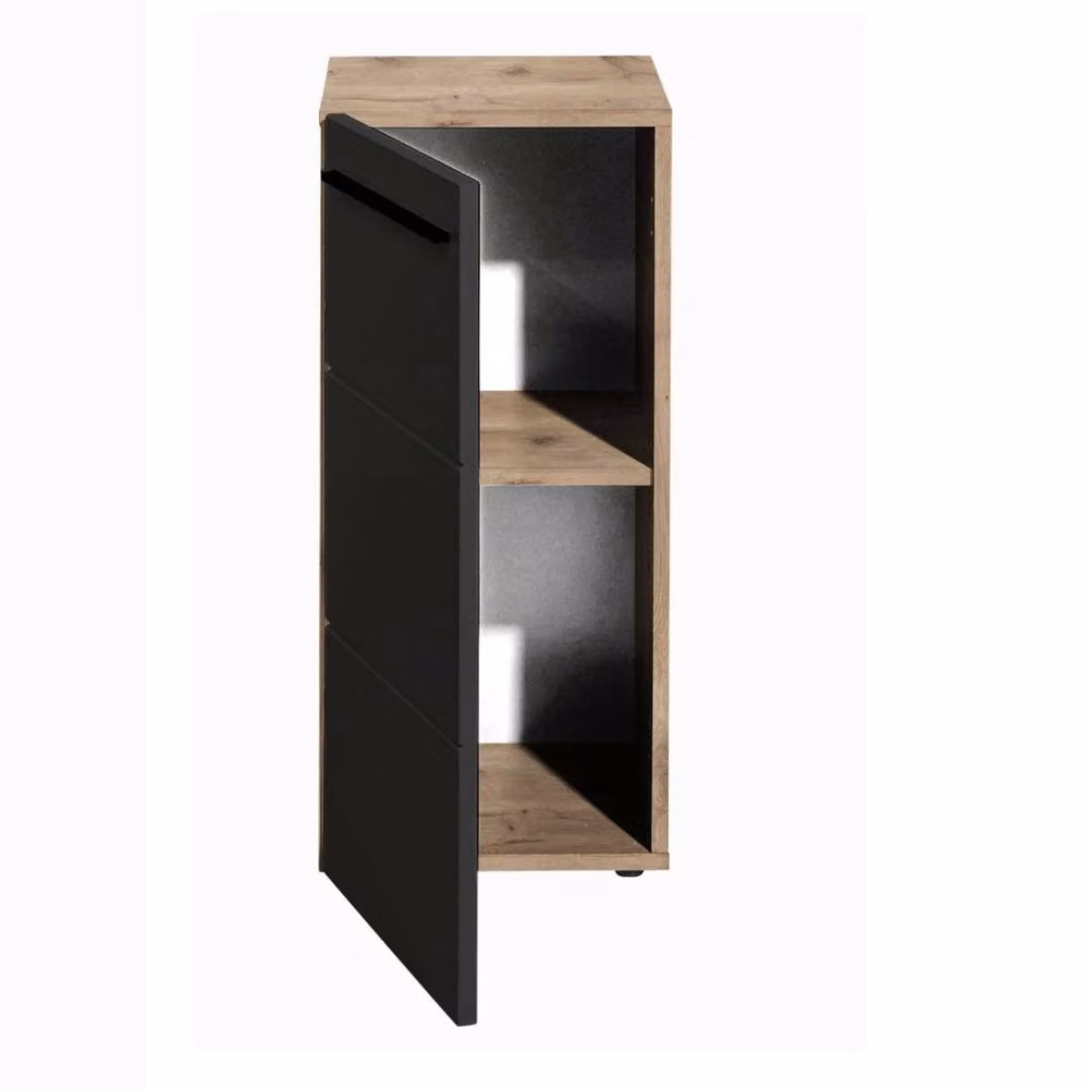 Cheshire Premium Summit Black Matt Wood Storage Cabinet with Internal Shelves and Hinged Doors – 1