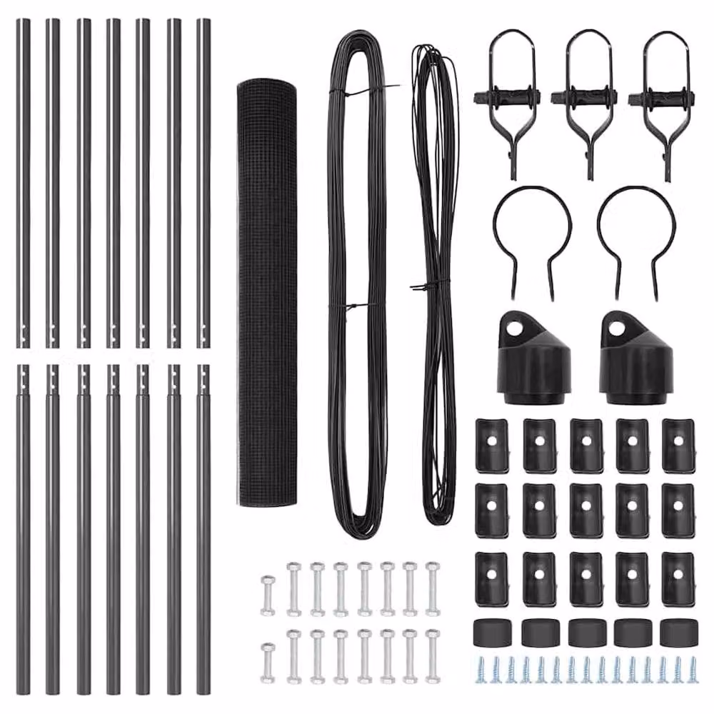 Berkfield Home Modern Welded Wire Fence with 7 Posts, Grey Steel, W: 10 m, H: 1.4 m – 5