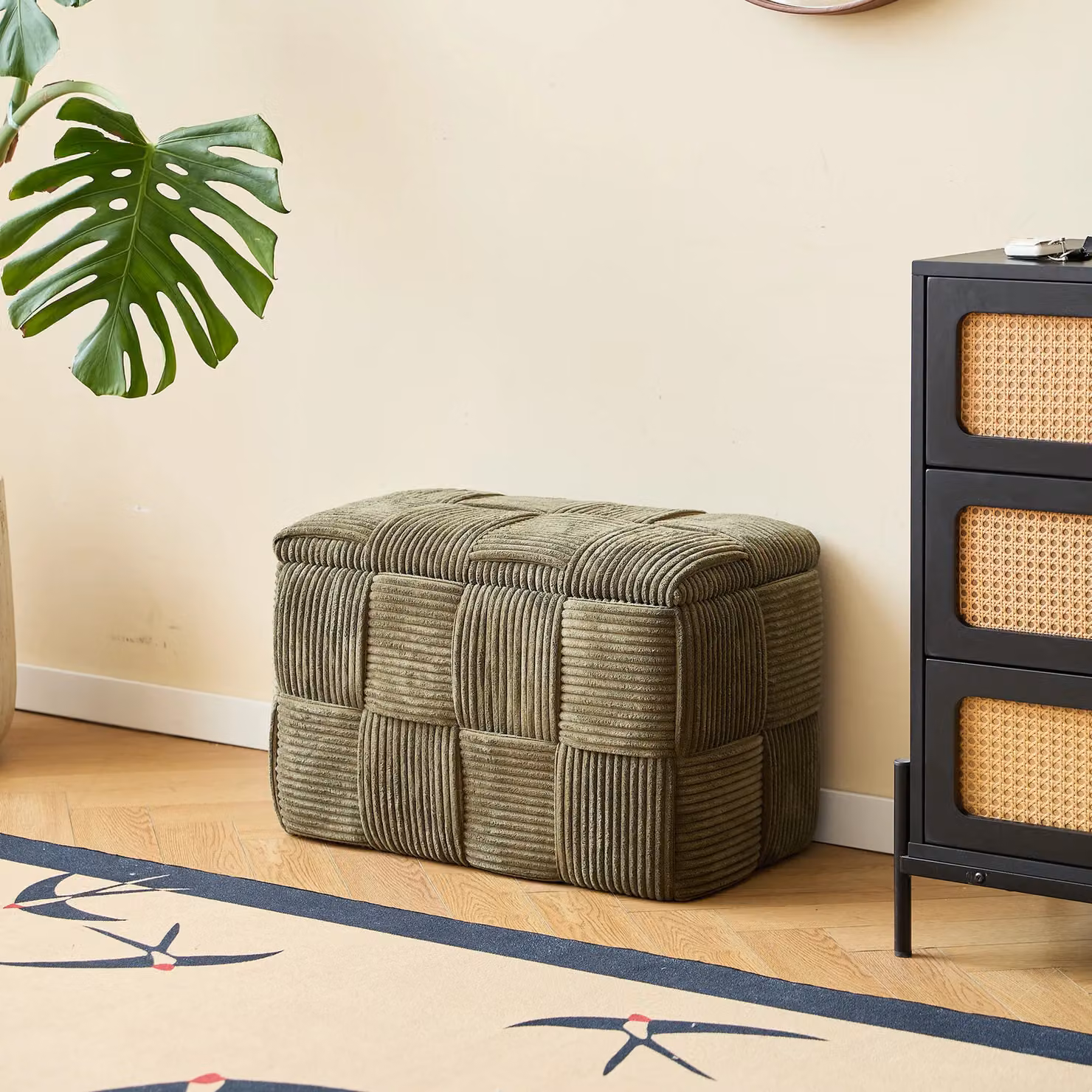 Nordlys Scandinavian Design Straight Bench with Storage in Green Velvet – 2