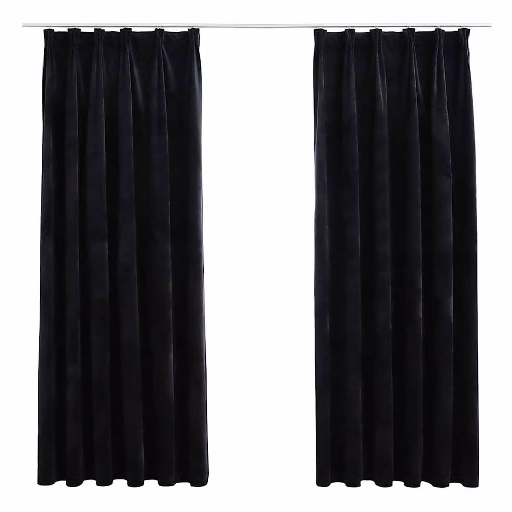 Berkfield Home Elegant Blackout Velvet Curtains, 2 Pack, Black, W: 140 cm, H: 175 cm – 3