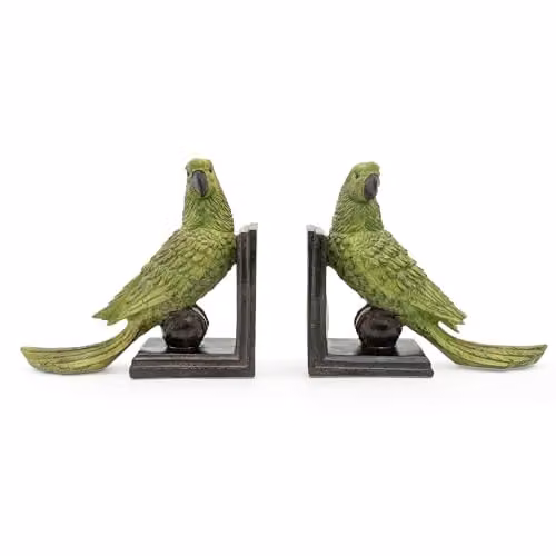 Madison & Mayfair Exotic Green Parrot Ball Bookends – 2