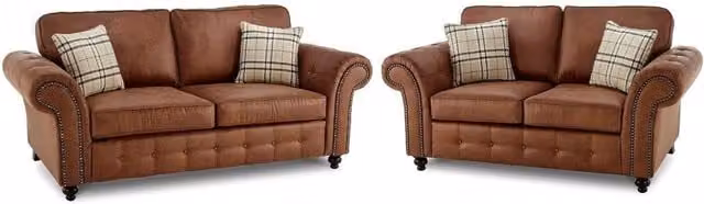 LUXURY LIFE Oakley Suede Fabric Sofa Set in Brown – 1