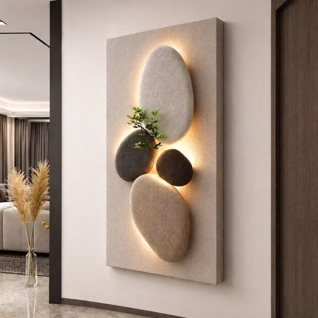 Mafett Modern Pebble Abstract Canvas Wall Art Print in Beige