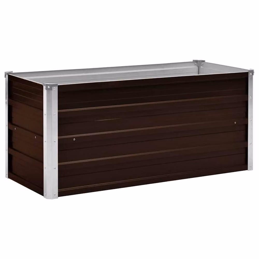 Berkfield Home Garden Brown Galvanised Steel Raised Bed W/D/H: 100 x 40 x 45 cm – 2