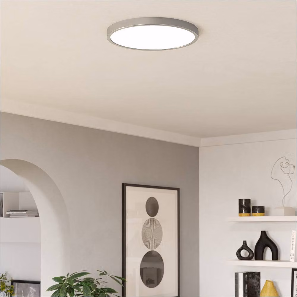 Loops 2 Pack Round LED Ceiling Light in Silver Metal with Glass Shade – 2