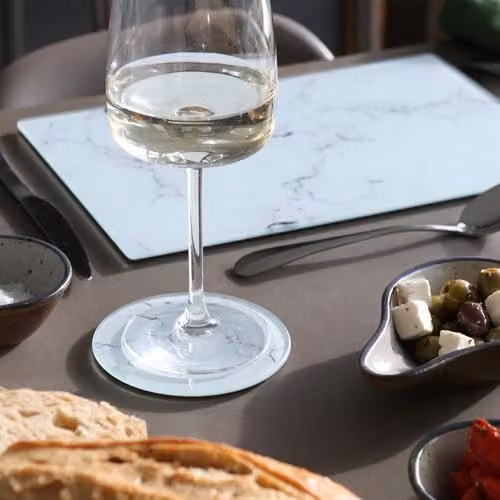 Harbour Housewares Set of 6 White Marble Effect Square Glass Coasters, Diameter: 10 cm – 3