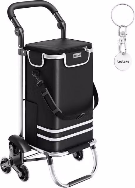 tectake 3-in-1 Foldable Shopping Trolley with Cooler Bag, Black – 1