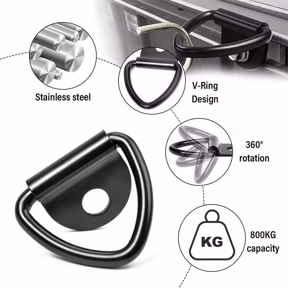 Nordara Heavy Duty Steel Fixing Point Anchor Lashing Eye Tie Down V-Ring Hook in Black – 3