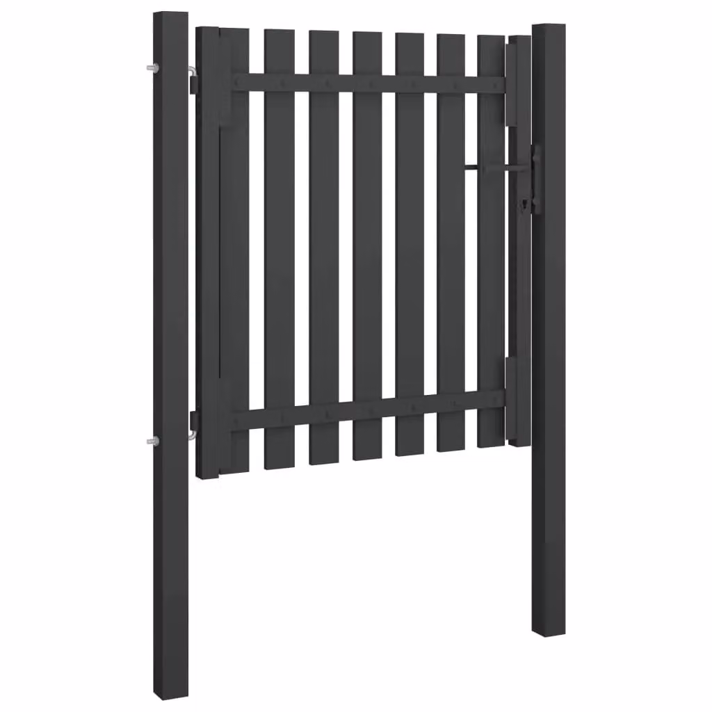 Berkfield Home Anthracite Steel Garden Fence Swing Gate W: 1.25 m, H: 1 m – 2