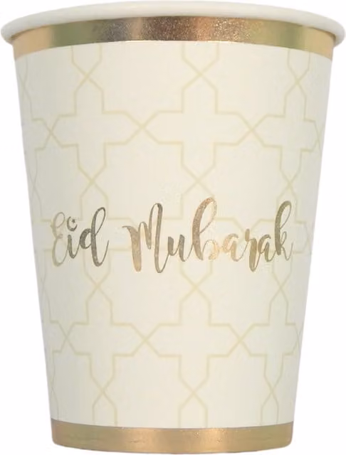 Peacock Supplies Eid Mubarak Paper Cups in Gold