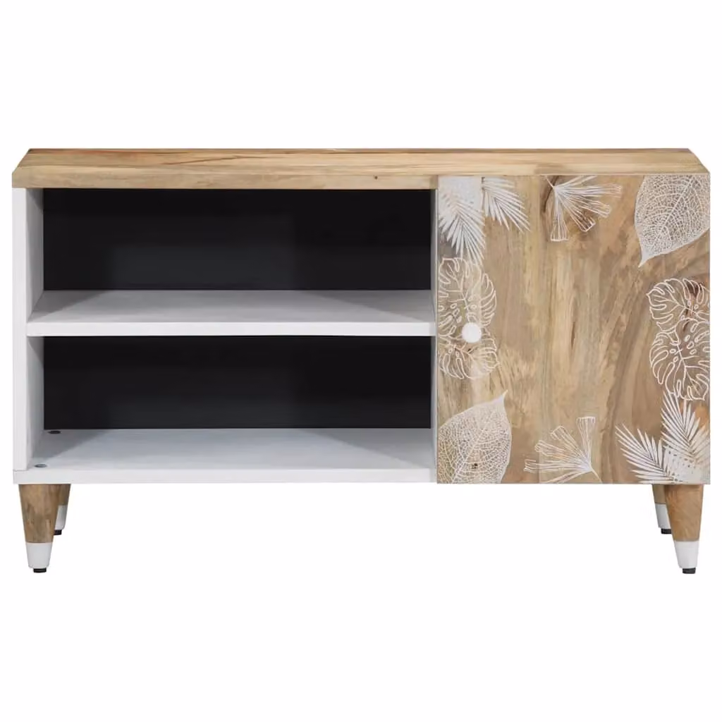 Berkfield Home Solid Mango Wood TV Cabinet in Brown, W/D/H: 80 x 31.5 x 46 cm – 2