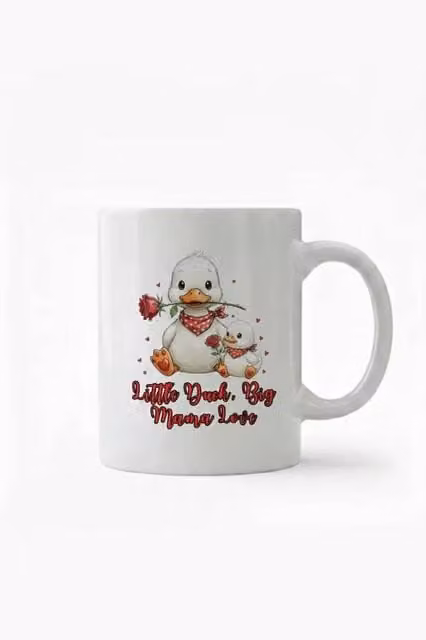 Dyzi Duck Mum and Baby Ceramic Mother's Day Mug, White, 325 ml