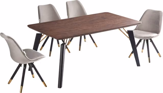 Life Interiors Sofia Cosmo LUX Rectangular Dining Set with Table and 4 Chairs in Dark Grey