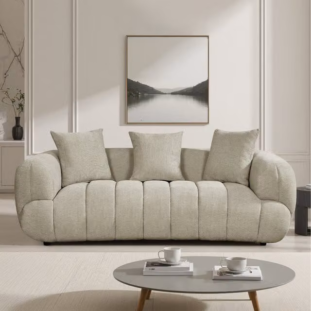 Artemis Home Claremont 3 Seat Upholstered Fabric Sofa in Beige