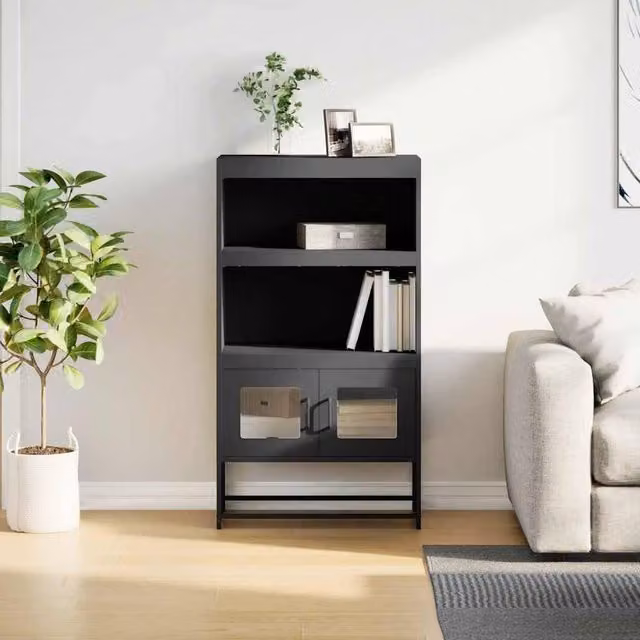 Berkfield Home Industrial Steel Highboard in Black, W/D/H: 68 x 39 x 123 cm – 1