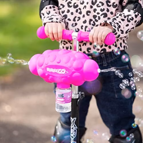 Xootz Pink Bubble Go Foldable Scooter with Height Adjustable Handle and Brake – 3