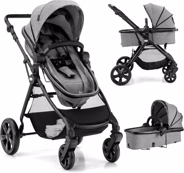 Costway Foldable 2-in-1 Convertible Allround Baby Stroller in Grey