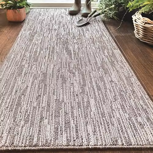 My Mat Silver Broken Stripe Stain Resistant Non-Slip Kitchen Runner, W: 67 cm, L: 200 cm – 2