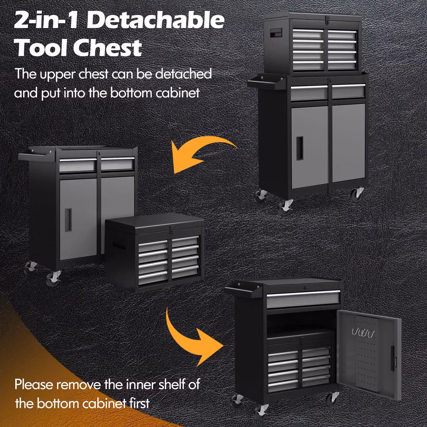 Gymax 5-Drawer Rolling Tool Chest Metal Storage Cabinet in Grey – 6