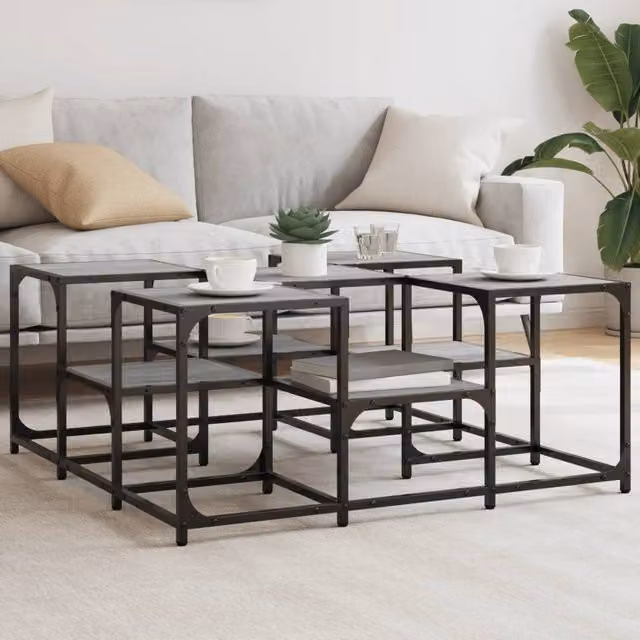 Berkfield Home Grey Sonoma Square Coffee Table in Engineered Wood W/D/H: 91 x 91 x 40 cm – 1